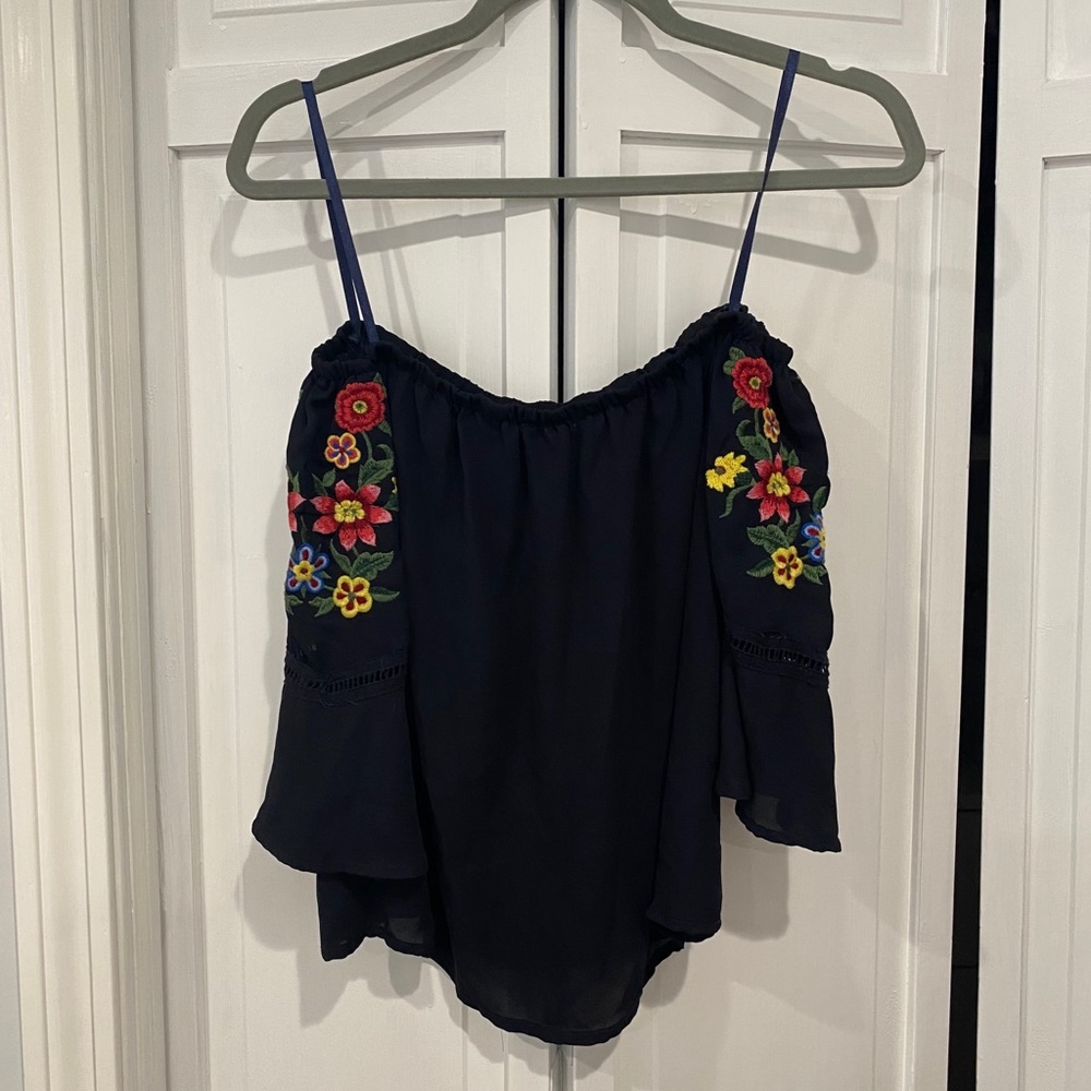 Off the shoulder navy top